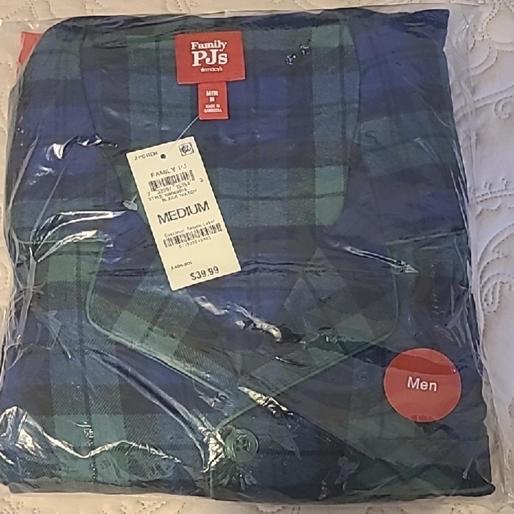 Family Pajamas Blue Plaid Men's Pajama Set